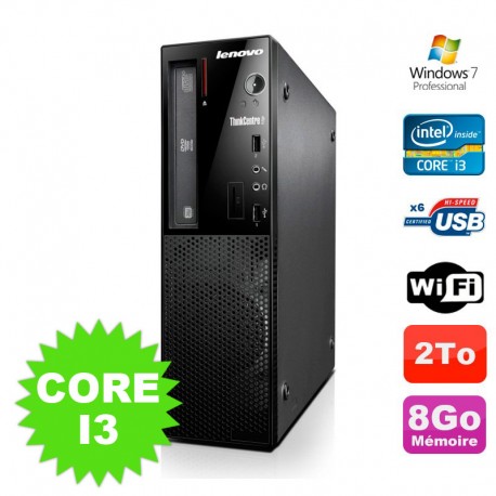 PC SFF Lenovo Thinkcentre E73 Core I3 4130 3.4Ghz 8Go Disque 2To Graveur WIFI W7