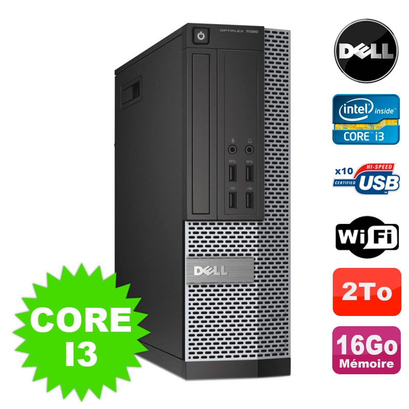 PC DELL Optiplex 7020 SFF I3-4150 3.5Ghz 16Go Disque 2To Wifi