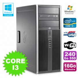 PC Tour HP Elite 8200 Core I3-2120 16Go Disque 240Go SSD Graveur WIFI Win 7