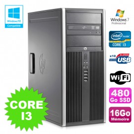PC Tour HP Elite 8200 Core I3-2120 16Go Disque 480Go SSD Graveur WIFI Win 7