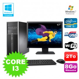 Lot PC Tour HP 8200 Core I3-2120 8Go 2To Graveur WIFI W7 + Ecran 17