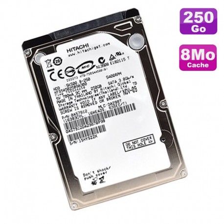 Disque Dur 250Go SATA 2.5" Hitachi Travelstar 5K500 B-250 HTS545025B9A300 8Mo