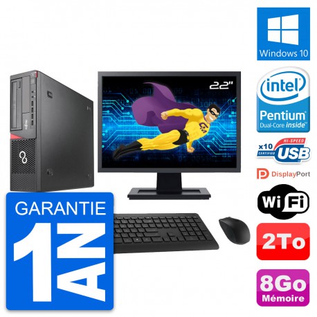 PC Fujitsu E920 DT Ecran 22" Intel G3220 RAM 8Go Disque Dur 2To Windows 10 Wifi