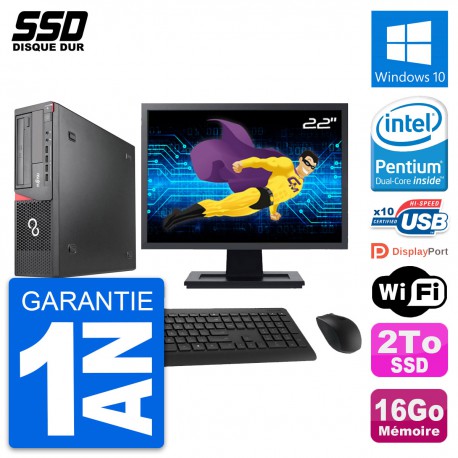 PC Fujitsu E920 DT Ecran 22" Intel G3220 RAM 16Go SSD 2To Windows 10 Wifi