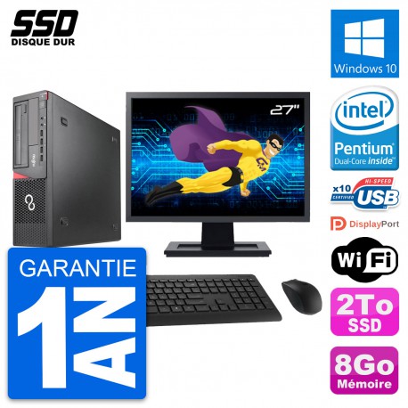 PC Fujitsu E920 DT Ecran 27" Intel G3220 RAM 8Go SSD 2To Windows 10 Wifi