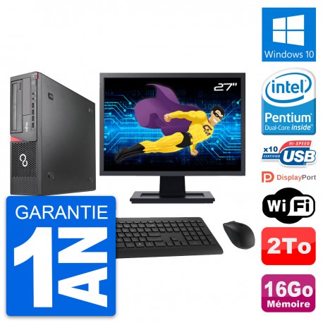 PC Fujitsu E920 DT Ecran 27" Intel G3220 RAM 16Go Disque Dur 2To Windows 10 Wifi