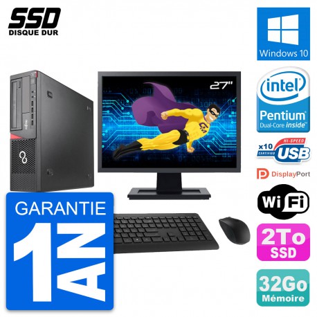 PC Fujitsu E920 DT Ecran 27" Intel G3220 RAM 32Go SSD 2To Windows 10 Wifi