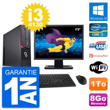 PC Fujitsu E920 DT Ecran 19" Intel i3-4130 RAM 8Go Disque 1To Windows 10 Wifi