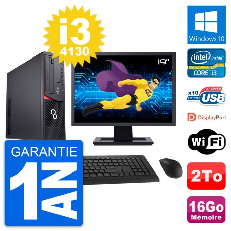 PC Fujitsu E920 DT Ecran 19" Intel i3-4130 RAM 16Go Disque 2To Windows 10 Wifi