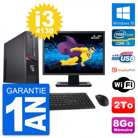 PC Fujitsu E920 DT Ecran 22" Intel i3-4130 RAM 8Go Disque 2To Windows 10 Wifi
