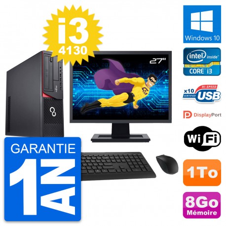 PC Fujitsu E920 DT Ecran 27" Intel i3-4130 RAM 8Go Disque 1To Windows 10 Wifi