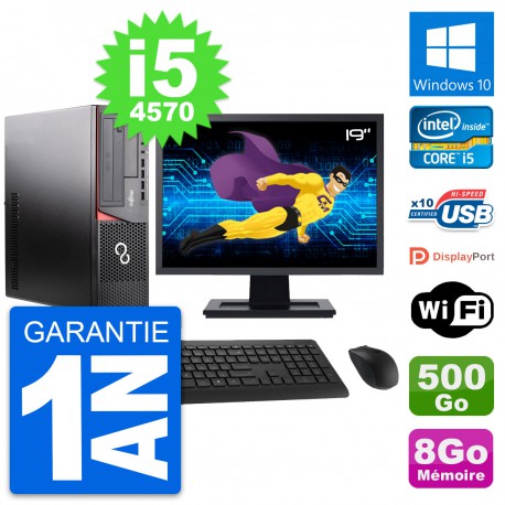 PC Fujitsu E920 DT Ecran 19" Intel i5-4570 RAM 8Go Disque 500Go Windows 10 Wifi
