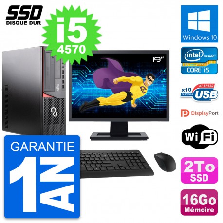 PC Fujitsu E920 DT Ecran 19" Intel Core i5-4570 RAM 16Go SSD 2To Windows 10 Wifi