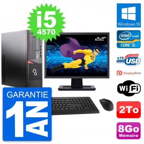 PC Fujitsu E920 DT Ecran 22" Intel i5-4570 RAM 8Go Disque 2To Windows 10 Wifi