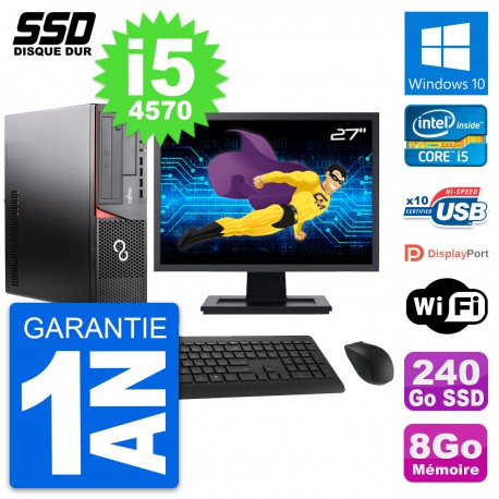 PC Fujitsu E920 DT Ecran 27" Intel i5-4570 RAM 8Go SSD 240Go Windows 10 Wifi