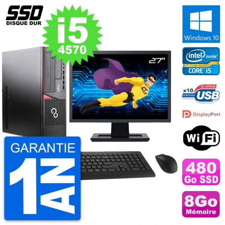 PC Fujitsu E920 DT Ecran 27" Intel i5-4570 RAM 8Go SSD 480Go Windows 10 Wifi