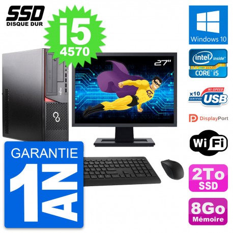 PC Fujitsu E920 DT Ecran 27" Intel Core i5-4570 RAM 8Go SSD 2To Windows 10 Wifi