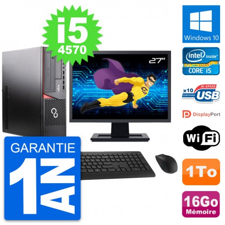 PC Fujitsu E920 DT Ecran 27" Intel i5-4570 RAM 16Go Disque 1To Windows 10 Wifi