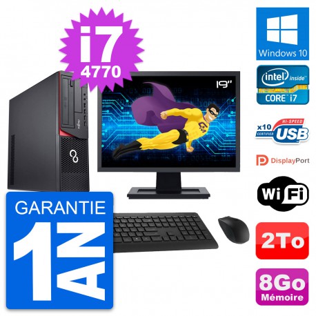 PC Fujitsu E920 DT Ecran 19" Intel i7-4770 RAM 8Go Disque 2To Windows 10 Wifi