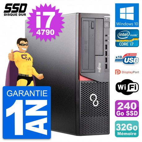 PC Fujitsu Esprimo E920 DT Intel Core i7-4790 RAM 32Go SSD 240Go Windows 10 Wifi