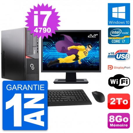 PC Fujitsu E920 DT Ecran 22" Intel i7-4790 RAM 8Go Disque 2To Windows 10 Wifi