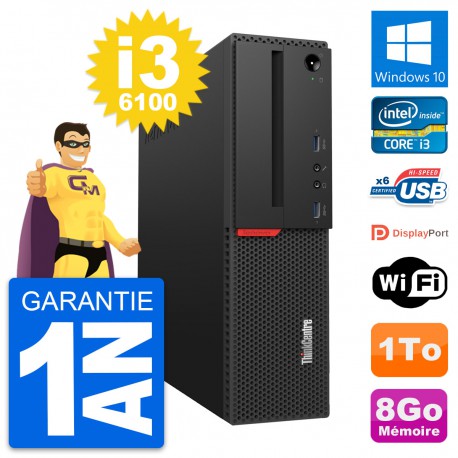 PC Lenovo ThinkCentre M700 SFF Intel i3-6100 RAM 8Go Disque 1To Windows 10 Wifi