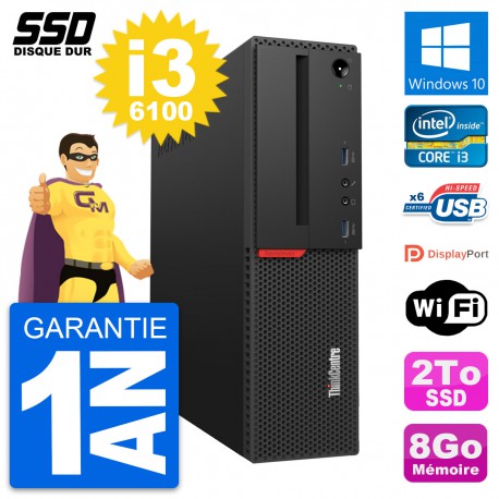 PC Lenovo ThinkCentre M700 SFF Intel i3-6100 RAM 8Go SSD 2To Windows 10 Wifi
