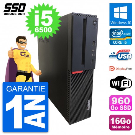 PC Lenovo ThinkCentre M700 SFF Intel i5-6500 RAM 16Go SSD 960Go Windows 10 Wifi