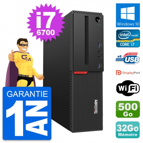 PC Lenovo ThinkCentre M700 SFF i7-6700 RAM 32Go Disque 500Go Windows 10 Wifi