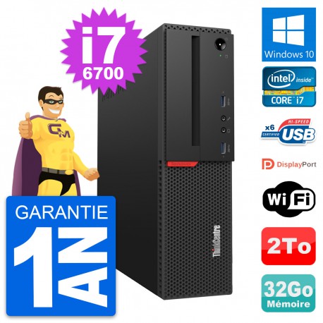 PC Lenovo ThinkCentre M700 SFF Intel i7-6700 RAM 32Go Disque 2To Windows 10 Wifi
