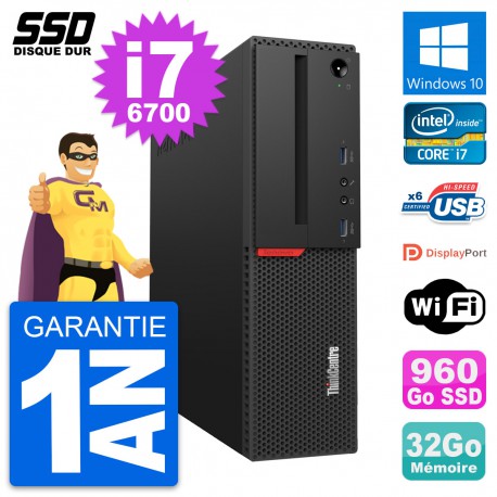 PC Lenovo ThinkCentre M700 SFF Intel i7-6700 RAM 32Go SSD 960Go Windows 10 Wifi