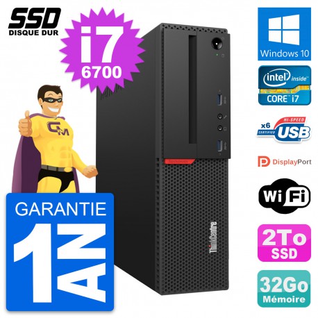 PC Lenovo ThinkCentre M700 SFF Intel i7-6700 RAM 32Go SSD 2To Windows 10 Wifi