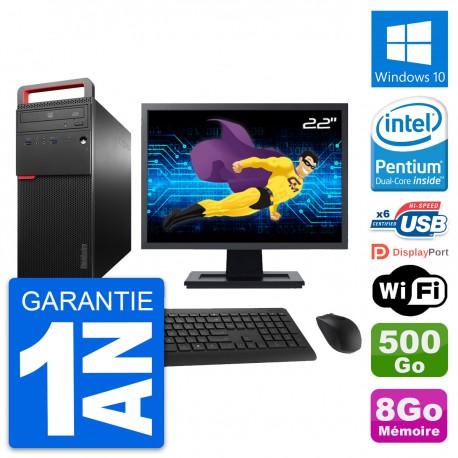 PC Tour Lenovo M700 Ecran 22" Intel G4400 RAM 8Go Disque 500Go Windows 10 Wifi