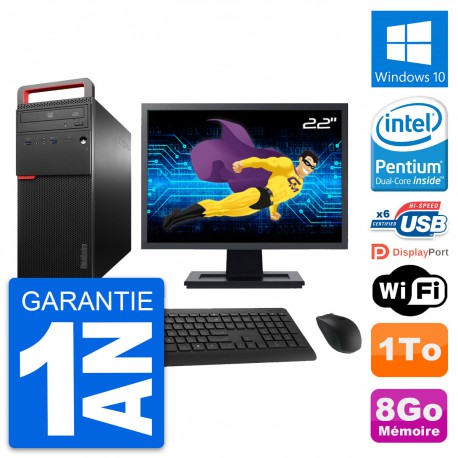 PC Tour Lenovo M700 Ecran 22" Intel G4400 RAM 8Go Disque 1To Windows 10 Wifi