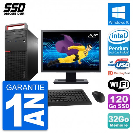 PC Tour Lenovo M700 Ecran 22" Intel G4400 RAM 32Go SSD 120Go Windows 10 Wifi
