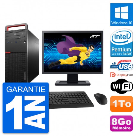 PC Tour Lenovo M700 Ecran 27" Intel G4400 RAM 8Go Disque 1To Windows 10 Wifi