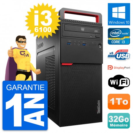PC Tour Lenovo ThinkCentre M700 Core i3-6100 RAM 32Go Disque 1To Windows 10 Wifi