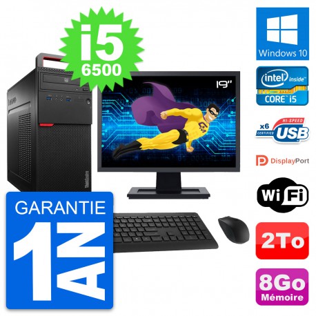 PC Tour Lenovo M700 Ecran 19" Intel i5-6500 RAM 8Go Disque 2To Windows 10 Wifi