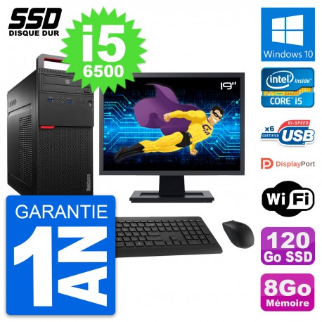 PC Tour Lenovo M700 Ecran 19" Intel i5-6500 RAM 8Go SSD 120Go Windows 10 Wifi