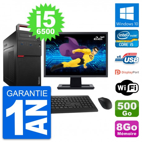 PC Tour Lenovo M700 Ecran 22" Intel i5-6500 RAM 8Go Disque 500Go Windows 10 Wifi