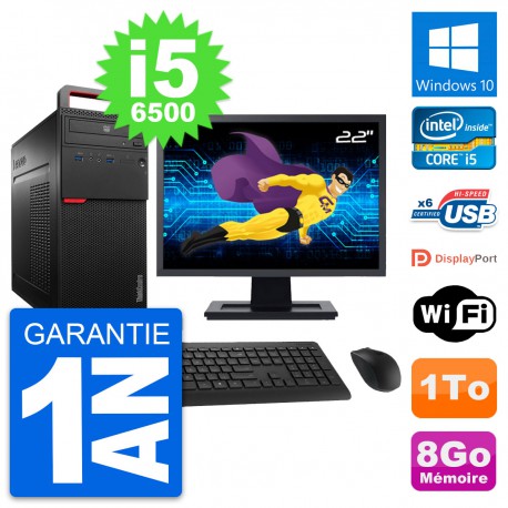 PC Tour Lenovo M700 Ecran 22" Intel i5-6500 RAM 8Go Disque 1To Windows 10 Wifi