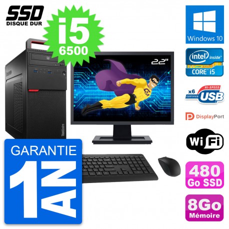 PC Tour Lenovo M700 Ecran 22" Intel i5-6500 RAM 8Go SSD 480Go Windows 10 Wifi