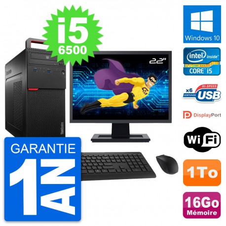 PC Tour Lenovo M700 Ecran 22" Intel i5-6500 RAM 16Go Disque 1To Windows 10 Wifi