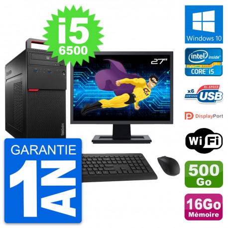 PC Tour Lenovo M700 Ecran 27" Core i5-6500 RAM 16Go Disque 500Go Windows 10 Wifi
