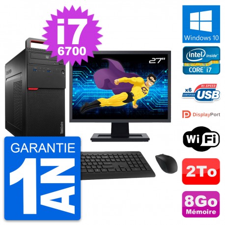 PC Tour Lenovo M700 Ecran 27" Intel i7-6700 RAM 8Go Disque 2To Windows 10 Wifi