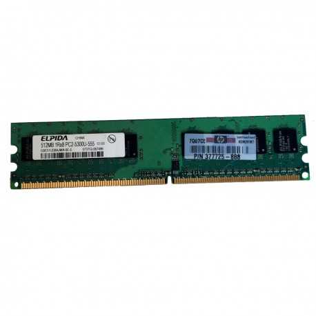 512Mo RAM ELPIDA EBE51UD8AJWA-6E-E DDR2 PC2-5300U 667Mhz 1Rx8 1.8v 240-Pin CL5