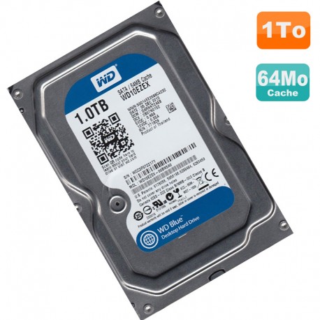 Disque Dur 1To Western Digital Blue SATA 3.5" WD10EZEX 00BN5A0 64Mo 7200 RPM