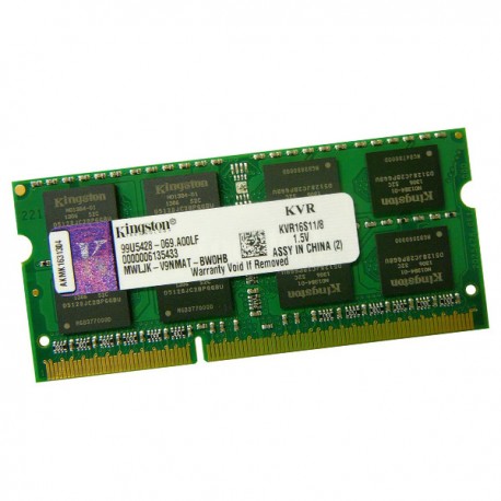 8Go RAM PC Portable KINGSTON KVR16S11/8 SODIMM DDR3 PC3-12800S 1600MHz 1.5v CL11