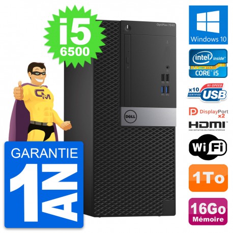 PC Tour Dell OptiPlex 7040 Core i5-6500 RAM 16Go Disque 1To HDMI Windows 10 Wifi