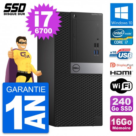 PC Tour Dell OptiPlex 7040 Intel i7-6700 RAM 16Go SSD 240Go HDMI Windows 10 Wifi